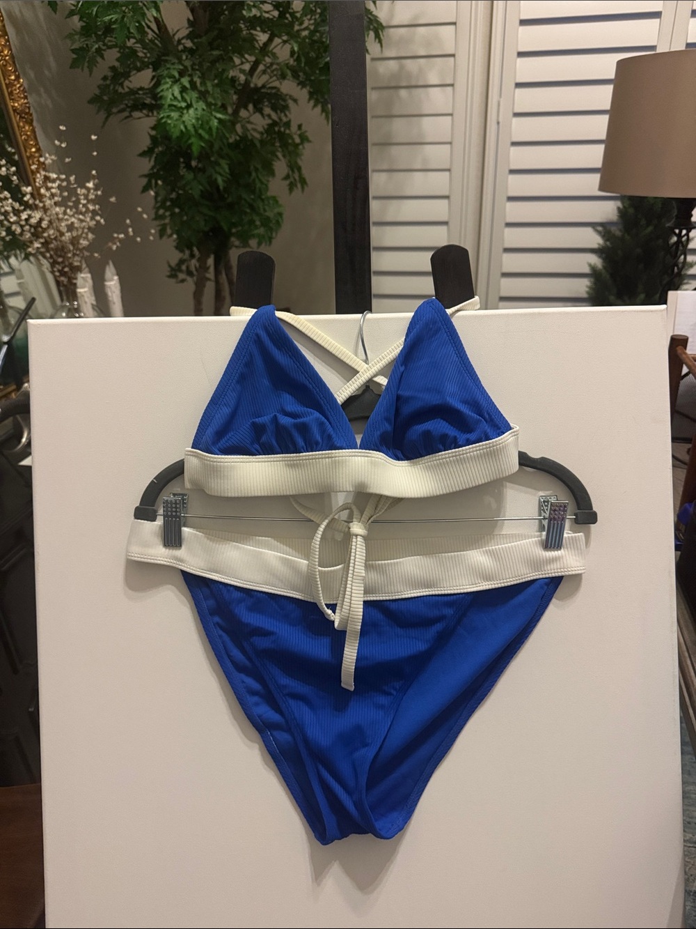 Xhilaration Royal Blue & WhiteTwo-Piece Women’s Swim Bikini XL Bottom D/DD Top